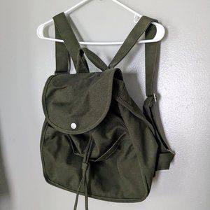Baggy drawstring canvas backpack in cedar green